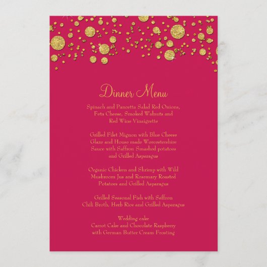 Menu Parties scintillant Gold Leaf Confetti Dot Elégant (Devant)