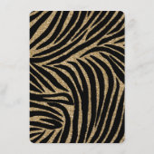 Menu Parties scintillant noir et or Zebra Print Mariage (Dos)
