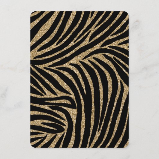 Menu Parties scintillant noir et or Zebra Print Mariage (Dos)
