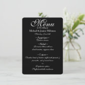 Menu Parties scintillant noir et or Zebra Print Mariage (Debout devant)
