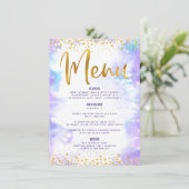 Menu Parties scintillant or bat mitzvah Aquarelle viole (Debout devant)