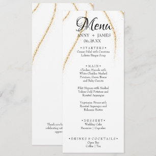 Menu Parties scintillant or simple texte personnalisé M