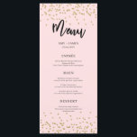 Menu Parties scintillant rose et or<br><div class="desc">Conçue pour coordonner avec notre collection de mariages de Parties scintillant rose et or, cette carte de menu personnalisable assortie comporte une bordure de parties scintillant or sur arrière - plan rose. Pour une personnalisation plus avancée de cette conception, cliquez sur le bouton "PERSONNALISER" ci-dessus. Veuillez noter que la parties...</div>