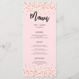 Menu Parties scintillant rose et or