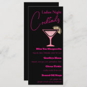 Menu Parties scintillant rose et or Dames Cocktails de  (Devant / Derrière)