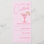 Menu Parties scintillant rose Martini Dames Cocktail so (Devant)