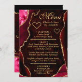 Menu Parties scintillant rouge et or Agate Marbre Maria (Devant / Derrière)
