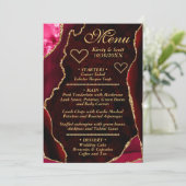 Menu Parties scintillant rouge et or Agate Marbre Maria (Debout devant)