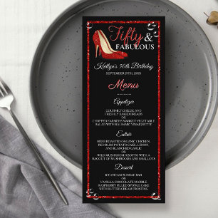 Menu Parties scintillant rouge talons hauts   Cinquante