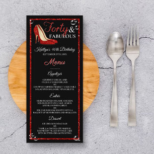 Menu Parties scintillant rouge talons hauts   Quarante 