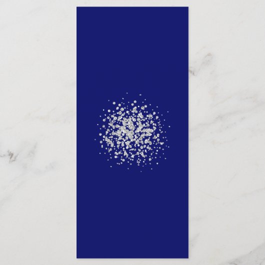 Menu Parties scintillantes argentées élégantes et bleu (Dos)