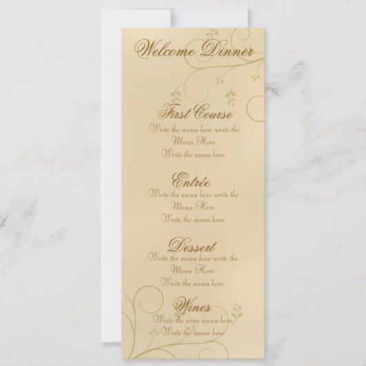 Menu partijfeestmaal | Elegant Dark Ecru Set Kaart (Voorkant)