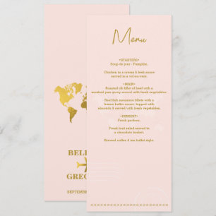 Menu Passeport Mariage Destination Monde Rose Or