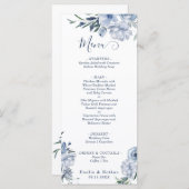 Menu Pastel Dusty Blue Rose Floral Mariage (Devant / Derrière)