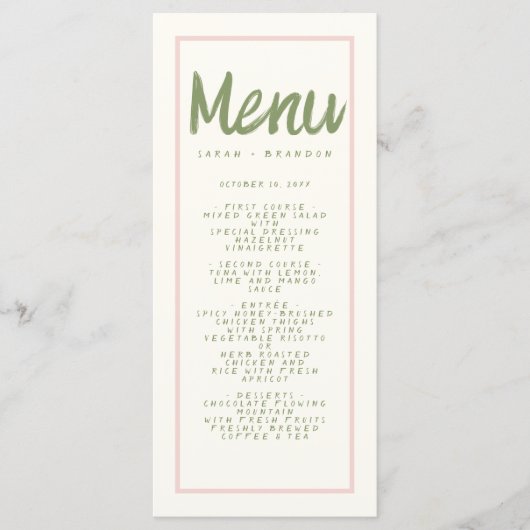 Menu Pastel écriture manuscrite typographie Retro Maria (Devant)