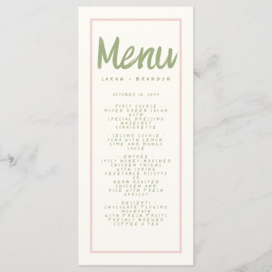 Menu Pastel écriture manuscrite typographie Retro Maria (Devant)
