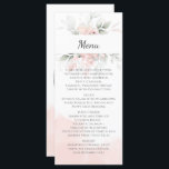 Menu Pastel Pink and Green Roses Wedding<br><div class="desc">Pale pastel pink roses with pale green leaves and a soft watercolor wash. If you need help with this menu or for custom requests you need my help with, do not place this merchandise in your cart. Instead, email me your request at shutterbug600@yahoo.com. I am an independent designer that lists...</div>