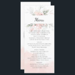 Menu Pastel Pink and Green Roses Wedding<br><div class="desc">Pale pastel pink roses with pale green leaves and a soft watercolor wash. If you need help with this menu or for custom requests you need my help with, do not place this merchandise in your cart. Instead, email me your request at shutterbug600@yahoo.com. I am an independent designer that lists...</div>