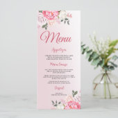 Menu Pastel romantique Floral Rose Sweet 16 (Debout devant)