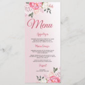 Menu Pastel romantique Floral Rose Sweet 16 (Devant)