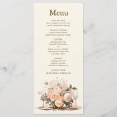 Menu Pastel Soft Blush Peach Floral Mariage (Dos)