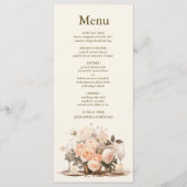 Menu Pastel Soft Blush Peach Floral Mariage (Devant)