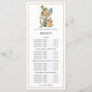 Menu Pâtissier Boulanger Aquarelle Ustensiles de Cuisin