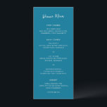 Menu Paulina Moderne Bleu Simple Mariage élégant<br><div class="desc">Un menu de mariage élégant au design simple et classique avec "Dinner Menu" dans un script manuscrit moderne. Un style traditionnel qui conviendra à un mariage informel ou formel.</div>