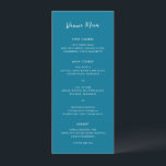 Menu Paulina Moderne Bleu Simple Mariage élégant<br><div class="desc">Un menu de mariage élégant au design simple et classique avec "Dinner Menu" dans un script manuscrit moderne. Un style traditionnel qui conviendra à un mariage informel ou formel.</div>