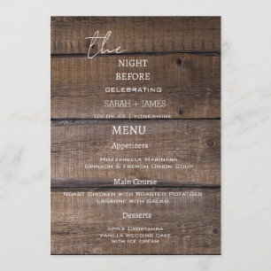 Menu Pays Bois Rustique La Nuit Avant Le Mariage