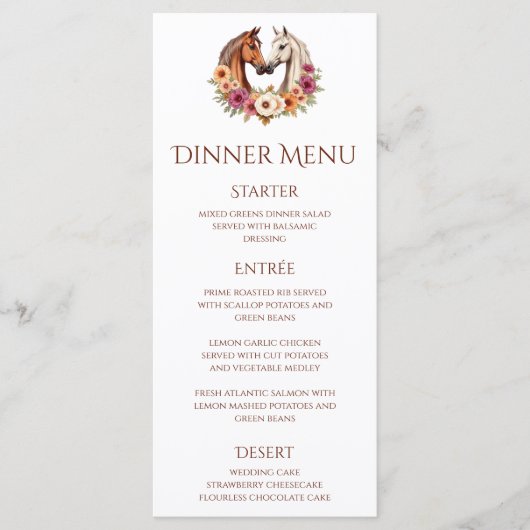 Menu Pays Chevaux de l'Ouest (Devant)