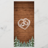 Menu Pays de bois enneigé et forêt de pins pour mariage (Dos)