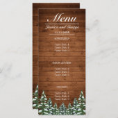 Menu Pays de bois enneigé et forêt de pins pour mariage (Devant / Derrière)