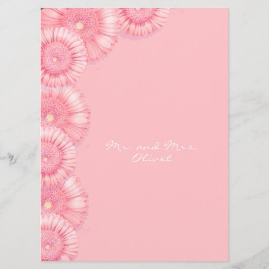 Menu Peach Chrysanthemum Vow Renouvellement 25 ans Invi (Dos)