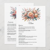 Menu Peach Fuzz Floral Mariage (Devant / Derrière)