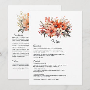 Menu Peach Fuzz Floral Mariage