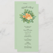 Menu Peach Green Mariage Spring Pastel (Devant / Derrière)