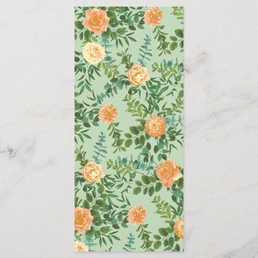 Menu Peach Green Mariage Spring Pastel (Dos)