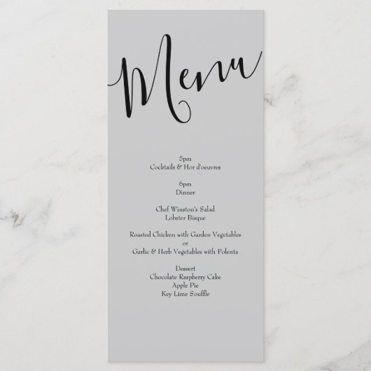 Menu Peach Grey Mariage Spring Floral (Devant)