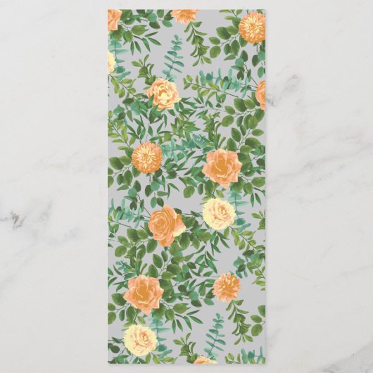 Menu Peach Grey Mariage Spring Floral (Dos)