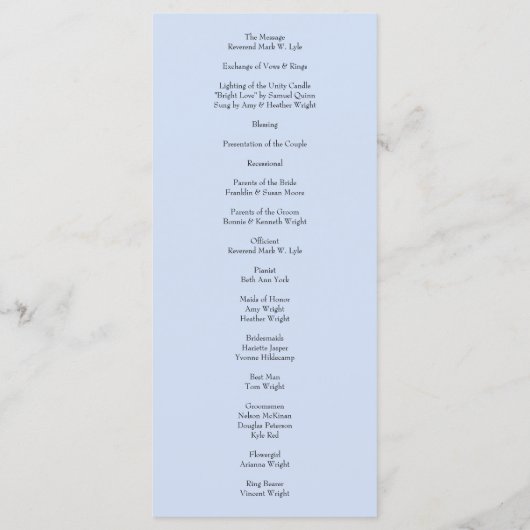 Menu Peach Light Blue Peony Rose Floral Wedding Program (Dos)