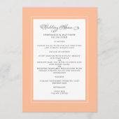 Menu Peach Mariage Calligraphie Élégant Dîner Invité (Devant)