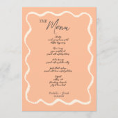 Menu Peach Retro Wavy Squiggle Mariage manuscrit (Devant)