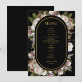 Menu Peach rose Boho Aquarelle hiver Floral Mariage (Devant / Derrière)
