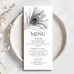 Menu Peacock Feather Chic Parties scintillant Bat mitzv<br><div class="desc">Ce design présente une parties scintillant argentée élégante plumes paon sur un arrière - plan blanc avec vos informations de menu Bat mitzvah ci-dessous. Personnalisez en modifiant le texte dans les zones de texte. Conçu pour vous par Evco Studio www.zazzle.com/store/evcostudio #mitzvah #batmitzvah #eventplanner #mazeltov #jewish #mitzvahswag #party #jewishlife #mariage #kosher...</div>