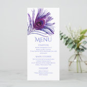 Menu Peacock Feather Chic Parties scintillant violet Ba (Debout devant)