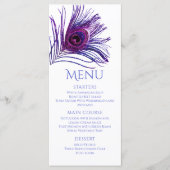 Menu Peacock Feather Chic Parties scintillant violet Ba (Devant)
