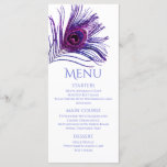 Menu Peacock Feather Chic Parties scintillant violet Ba<br><div class="desc">Ce design présente une élégante plume paon à parties scintillant rose et violet sur un arrière - plan blanc avec les informations de votre menu Bat mitzvah ci-dessous. Personnalisez en modifiant le texte dans les zones de texte. Conçu pour vous par Evco Studio www.zazzle.com/store/evcostudio #mitzvah #batmitzvah #eventplanner #mazeltov #jewish #mitzvahswag...</div>