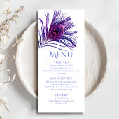 Menu Peacock Feather Chic Parties scintillant violet Ba
