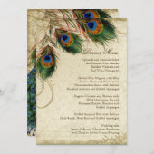 Menu Peacock & Feather Elegant Matching Dinner (Voorkant / Achterkant)
